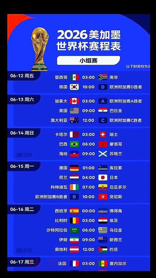 2026美加墨世界杯每日赛程免费 2026美加墨世界杯每日赛程免费